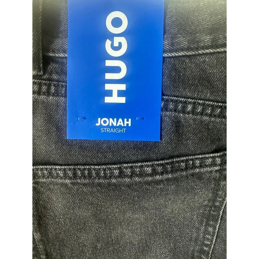 HUGO Boss Jonah Straight Button Fly Jeans Men's 32 x 32 Black Denim NWT
